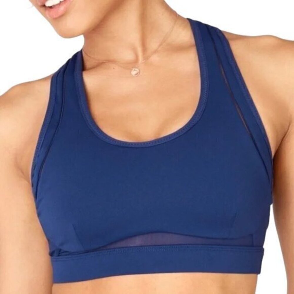Fabletics Belle High Impact Sports Bra Navy Criss Cross Back Size XS EUC #0565